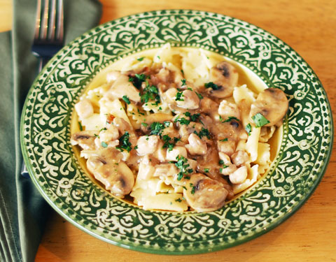 Chicken & Pasta with Mushroom Velouté